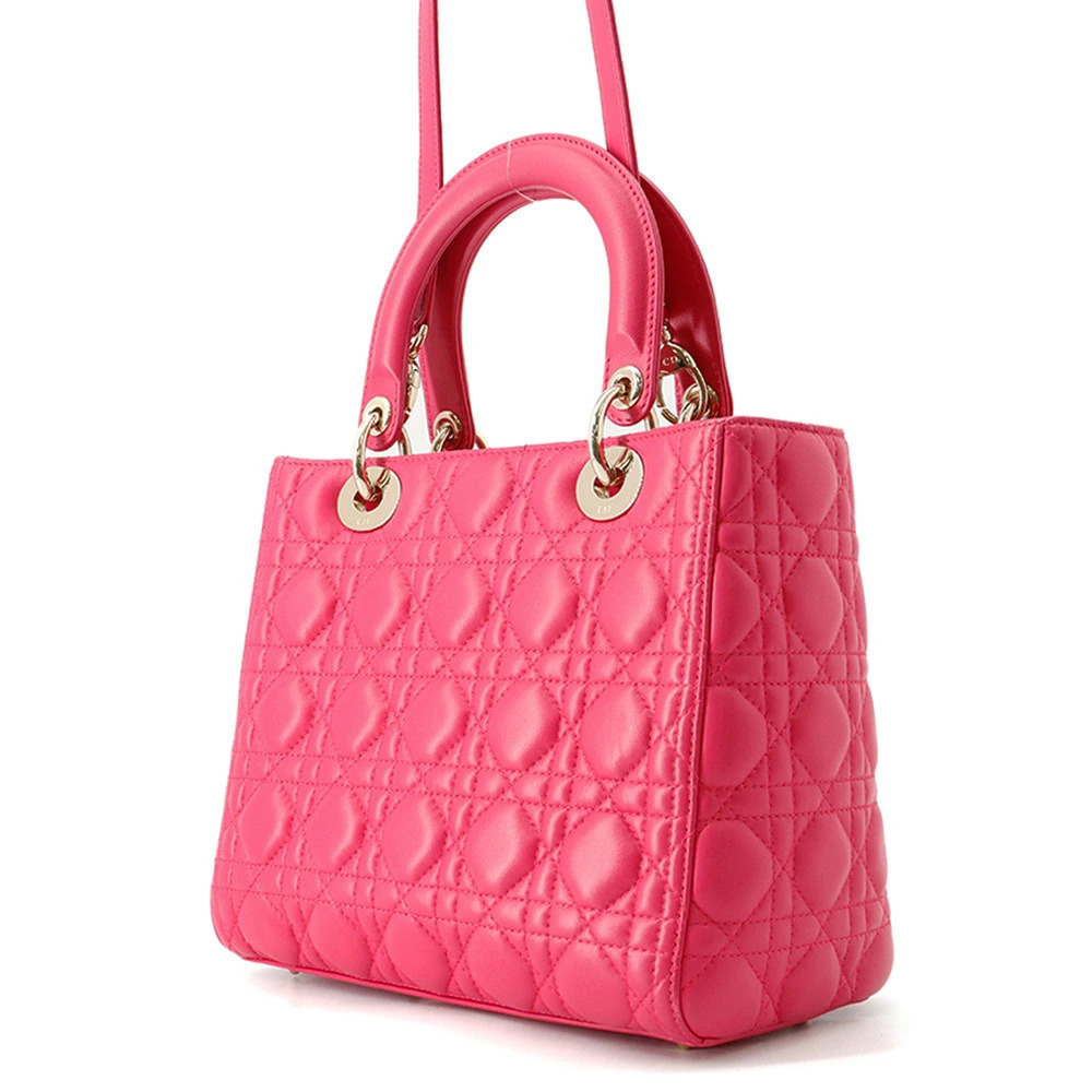 Dior Christian bag leather Cannage handbag Lady Black